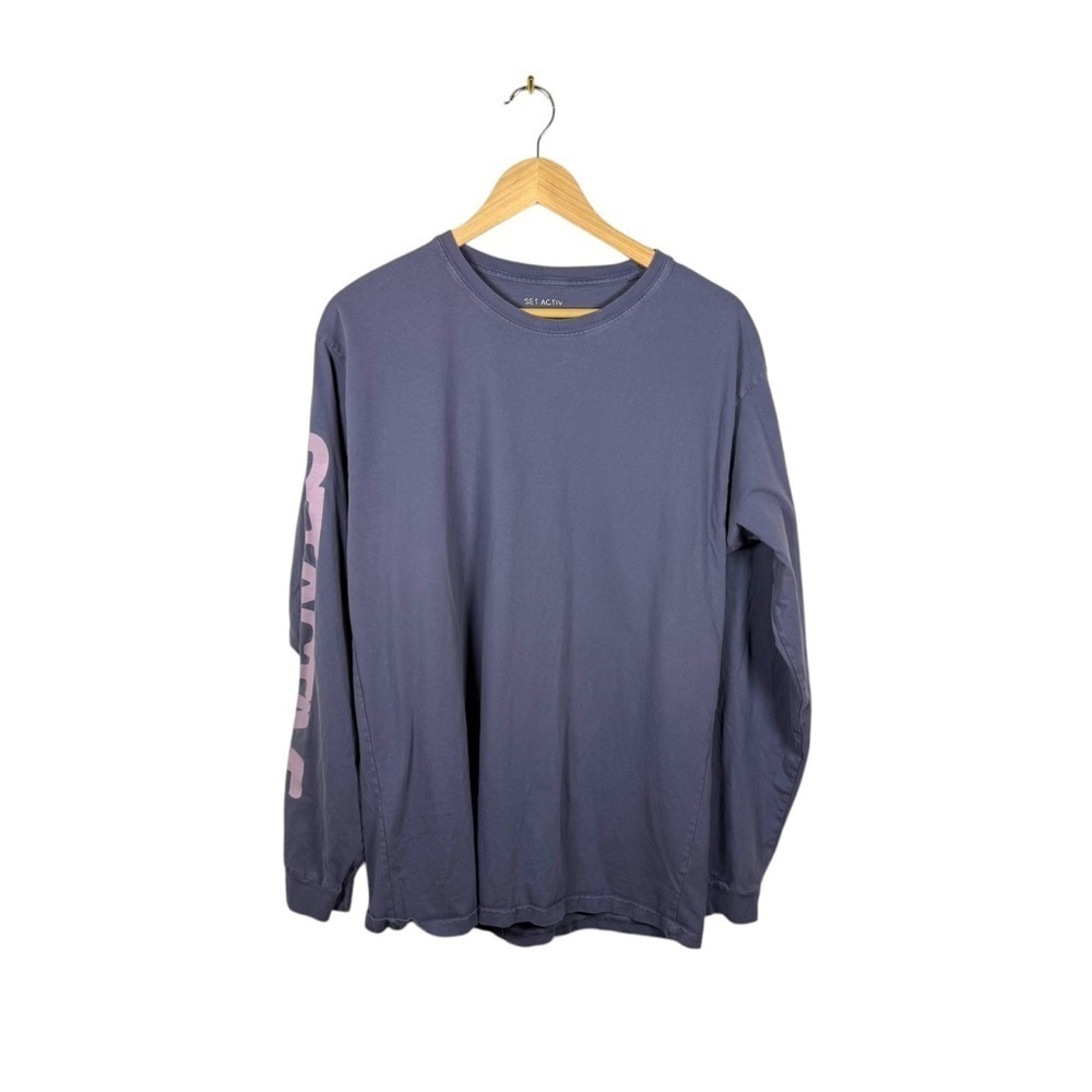 Set Active Unisex Crewneck Long Sleeve Graphic Tee Purple OS
